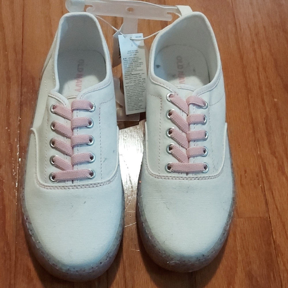 Old Navy White and Pink Canvas Sneakers